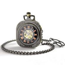 Load image into Gallery viewer, VIGOROSO Mens Vintage Steampunk Pocket Watch with Chain Skeleton Hand Wind Up Mechanical Pocket Watches for Men &amp; Women_1279
