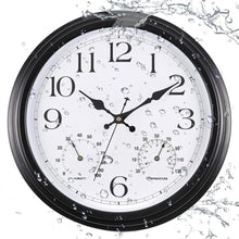 Load image into Gallery viewer, Vigorwise 15 Inch Black Metal-Frame Outdoor Clocks Waterproof Wall Clock_1
