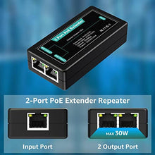 Load image into Gallery viewer, VIMIN 2-Port Gigabit PoE Extender, 1 in 2 Out Indoor PoE Repeater Support IEEE802.3af/at with 1000Mbps, Extend Additional 100m(328ft) of Power and Data Transmission, Plug &amp; Play, Mini Size, Black_8413
