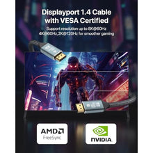 Load image into Gallery viewer, VisionSync 8K DisplayPort 1.4 Cable, 3.3FT (VESA Certified, 8K@60Hz/4K@144Hz/2K@240Hz), Braided 32.4Gbps DP to DP Cable, Compatible with Gaming Monitors, TVs, PCs_1245
