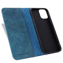 Load image into Gallery viewer, VISOUL Case for iPhone 12 Pro Max 6.7", Genuine Leather Flip Wallet Case with Card Holder Kickstand Magnetic Phone Cover Designed for iPhone 12 Pro Max 6.7-inch (Blue)_344
