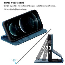 Load image into Gallery viewer, VISOUL Case for iPhone 12 Pro Max 6.7", Genuine Leather Flip Wallet Case with Card Holder Kickstand Magnetic Phone Cover Designed for iPhone 12 Pro Max 6.7-inch (Blue)_2876
