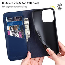 Load image into Gallery viewer, VISOUL Case for iPhone 15 Pro Max Wallet Case, Carbon Fiber Leather Flip Folio Cover with Card Holder Kickstand Designed for iPhone 15 Pro Max 6.7"(Black+Blue), BlackBlue_7381
