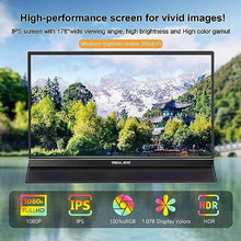 Load image into Gallery viewer, Visual Beat Portable Monitor Touch Screen 15.6'' 1080P USB-C HDMI Computer Display HDR IPS Eye Care Screen 100% sRGB with Smart Cover, Dual Speakers for Laptop PC Mac Phone PS4/5 Xbox Switch, Black_370
