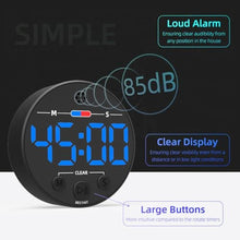 Load image into Gallery viewer, Visual Digital Timer for Kitchen, Classroom, Kids, Productivity, Magnetic Countdown Timer for Egg Cooking, Toddler, Focus, Work, Task, Small Desk with Large LED Display, Super Loud Alarm - Blue_5704
