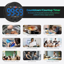 Load image into Gallery viewer, Visual Digital Timer for Kitchen, Classroom, Kids, Productivity, Magnetic Countdown Timer for Egg Cooking, Toddler, Focus, Work, Task, Small Desk with Large LED Display, Super Loud Alarm - Blue_5705
