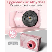 Load image into Gallery viewer, Vitaler Digital Camera,Autofocus 4K FHD Camera for Photography with 32GB Card and OTG,48MP Portable Compact Point and Shoot Digital Camera for Teens Kids Adult Beginner with 18X Zoom, 2000 mAh Battery, Pink_17

