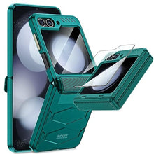 Load image into Gallery viewer, Vizvera for Galaxy Z Flip 5 Case with Hinge Protection, Flip z 5 Full Cover Built-in Outer Screen Protection HD Clearly Shockproof Case for Galaxy z flip 5 (2023)-Mountain Green, MountainGreen_1
