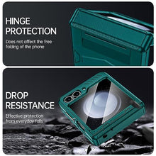 Load image into Gallery viewer, Vizvera for Galaxy Z Flip 5 Case with Hinge Protection, Flip z 5 Full Cover Built-in Outer Screen Protection HD Clearly Shockproof Case for Galaxy z flip 5 (2023)-Mountain Green, MountainGreen_679
