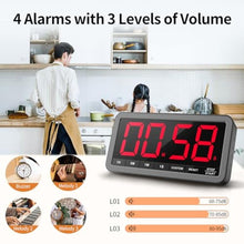 Load image into Gallery viewer, VOCOO Large 7.8" Digital Timer, Magnetic LED Timer for Kitchen &amp; Classroom, SpaceGrey_114
