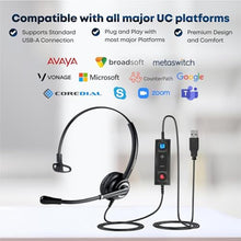 Load image into Gallery viewer, VoicePro 10 Professional Home Office and Call Center USB Headset with Noise Canceling Microphone, HD Speakers and in Line Call Controls with Mute, Compatible with All UC Voice Platforms., Black_6547
