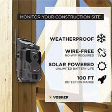 Load image into Gallery viewer, Vosker V200 | Cellular Security Camera | Built-in Solar Panel | LTE, Wireless, Weatherproof, No Wi-Fi Required | Motion Activated Outdoor Surveillance Cameras | Mobile Photo Notifications (V200), black_1239
