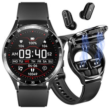 Load image into Gallery viewer, VOVOAEWACH Smart Watch with Earbuds, 1.32 Inch Round Fitness Watch X10, 2 in 1 Bluetooth Watch with Step,Calories,Sleep Monitor,Heart Rate Blood Pressu-re Monitor for iOS &amp; Android, black_1
