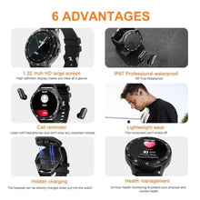 Load image into Gallery viewer, VOVOAEWACH Smart Watch with Earbuds, 1.32 Inch Round Fitness Watch X10, 2 in 1 Bluetooth Watch with Step,Calories,Sleep Monitor,Heart Rate Blood Pressu-re Monitor for iOS &amp; Android, black_4204
