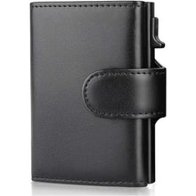 Load image into Gallery viewer, VSULZVNU Card Wallets Aluminum Credit Card Wallet MultifunctionalBlocking Trifold Smart Men Wallets Leather Slim with Coin Pocket, Black_1
