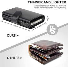 Load image into Gallery viewer, VSULZVNU Card Wallets Aluminum Credit Card Wallet MultifunctionalBlocking Trifold Smart Men Wallets Leather Slim with Coin Pocket, Black_1298
