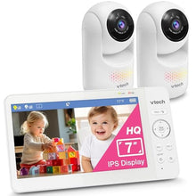 Load image into Gallery viewer, VTech Baby Monitor No WiFi, 2 Cameras, 7" IPS Split Screen, 5000mAh 12Hr Battery, 360 PTZ, 4X Zoom, Night Vision | Advanced HQ Max Twin, TwinWhite_1
