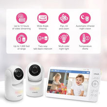 Load image into Gallery viewer, VTech Baby Monitor No WiFi, 2 Cameras, 7" IPS Split Screen, 5000mAh 12Hr Battery, 360 PTZ, 4X Zoom, Night Vision | Advanced HQ Max Twin, TwinWhite_2774
