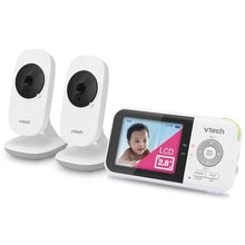 Load image into Gallery viewer, VTech Baby Monitor No WiFi with 2 Cameras 19-Hour Battery, Patrol Mode for Twins &amp; Two Rooms, 1000ft Range, Auto Night Vision, Two-Way Talk, Temperature Sensor | VM819-2, White_1
