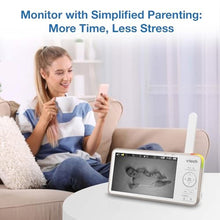 Load image into Gallery viewer, VTech V-Care VC2105 1080p FHD Over-The Crib Mount Smart Baby Monitor 5 720p LCD Screen,Table Stand,Remote Access,Versatile Placement,Intelligence Detection, Sleep Analysis,18hrs Recording,with WiFi, White_6527
