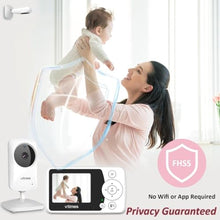 Load image into Gallery viewer, VTimes Baby Monitor with Camera and Audio, No WiFi, 2.4" LCD Screen, Two-Way Talk, Portable, Night Vision, 1000ft Range, Temperature Sensor, Alarm and Lullaby, for Baby Shower, White_1276
