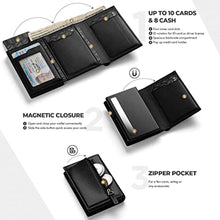 Load image into Gallery viewer, VULKIT Card Holder Wallet with Coin Pocket Magnetic Closure Pop Up Cards With ID Window Top Grain Leather Wallet for Cash &amp; Credit Cards, TopGrainCowhideBlack_7669

