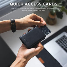 Load image into Gallery viewer, VULKIT Card Holder Wallet with Coin Pocket Magnetic Closure Pop Up Cards With ID Window Top Grain Leather Wallet for Cash &amp; Credit Cards, TopGrainCowhideBlack_7670
