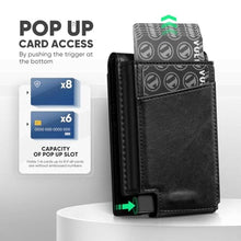 Load image into Gallery viewer, VULKIT Mens Card Holder RFID Blocking with Pop-Up Credit Card Ejector and Double Window Slots for ID and Key Card, Black_2693
