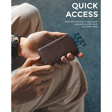 Load image into Gallery viewer, VULKIT Slim Pop up Wallet for Women Minimalist Credit Card Holder with Leather Slots Men's Bifold RFID Blocking Metal Wallets (Dark Brown), DarkBrown_7921
