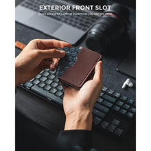 Load image into Gallery viewer, VULKIT Slim Pop up Wallet for Women Minimalist Credit Card Holder with Leather Slots Men's Bifold RFID Blocking Metal Wallets (Dark Brown), DarkBrown_7922
