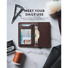 Load image into Gallery viewer, VULKIT Slim Pop up Wallet for Women Minimalist Credit Card Holder with Leather Slots Men's Bifold RFID Blocking Metal Wallets (Dark Brown), DarkBrown_7923
