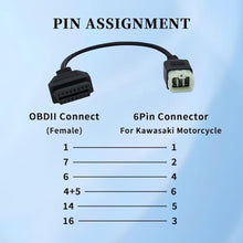 Load image into Gallery viewer, VZG OBD2 Adapter for Kawasaki 6 Pin to 16Pin OBD Diagnostic Cable Connector_756
