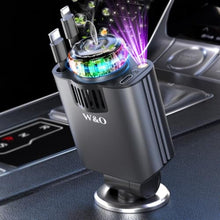 Load image into Gallery viewer, W &amp; O Car Charger Fast Charger for iPhone17/16/15,69W Retractable car Charger with Aromatherapy and Starlight,5 in 1 Fast Car Charger with L/C Cables,Car Charger Adapter for iPhone,AndroidPurple, PurpleLight_1
