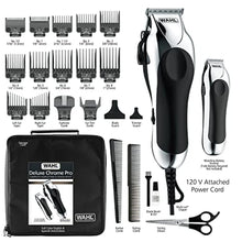 Load image into Gallery viewer, Wahl Clipper USA Deluxe Corded Chrome Pro, Complete Hair and Trimming Kit, Includes Corded Clipper, Cordless Battery Trimmer, and Styling Shears, for a Cut Every Time - Model 3029682, BlackSilver_8724
