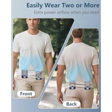 Load image into Gallery viewer, Waist Fan Clip On Shirt Fan-Mini Light Weight Portable Fans that Blow Cold Air,Small Personal Battery Powered Fans,Belt Body Under Shirt AC Cooler,Quiet Wearable Hanging Neck Fan for Women Men Kids, Blue_502
