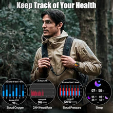 Load image into Gallery viewer, WalkerFit Military Rugged Smart Watch for Men 1.43" AMOLED Smartwatch, Always-on, IP68 Waterproof for Swim, HR Sleep Monitor, Bluetooth Call Fitness Watch for iPhone Andriod Compatible, Army Green, ArmyGreen_129
