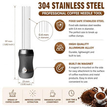 Load image into Gallery viewer, Walsunte Magnetic Espresso Distribution Tool - Flick WDT Tool with 8x0.4mm Stainless Steel Needles &amp; 3 Extra Replacements, Precision Espresso Distributor for Baristas (Black)_6265
