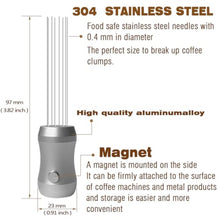 Load image into Gallery viewer, Walsunte WDT Tool for Espresso, Magnetic Espresso Distribution Tool with 8x0.4mm Stainless Steel Needles and 3 Replacement Needles, Espresso Stirrer for Puck Prep, Silver_6281
