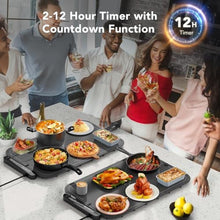 Load image into Gallery viewer, Warming Mat for Food, Waterproof Warming Tray for Buffets Party, Food Warmer with 7 Temperature Settings, Roll-Up Storage, 23.6"x14.6", Grey, Gray_10
