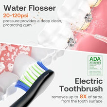 Load image into Gallery viewer, Water Flosser and Electric Toothbrush Combo - Cordless Water Flosser for Teeth - 5 Modes Sonic Electric Toothbrush, 3 Modes Portable Water Floss, CoalBlack_7720
