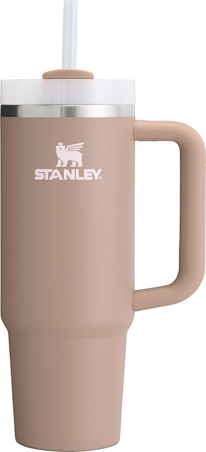 Stanley Quencher H2.0 FlowState Stainless Steel Vacuum Insulated Tumbler with Lid and Straw for Water, Iced Tea or Coffee, Smoothie and More, Almond Rose, 30 oz