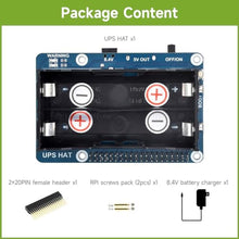 Load image into Gallery viewer, Waveshare UPS HAT Compatible with Raspberry Pi 5V Uninterruptible Power Supply Multi Battery Protection Circuits Charge and Power Output at The Same Time, UPSHATEN_7999
