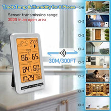 Load image into Gallery viewer, Weather Station Indoor Outdoor Thermometer Humidity Wireless Temperature Humidity Monitor, Weather Thermometer Forecast Station with Alarm Clock and Adjustable Backlight (Orange Backlight)_6626
