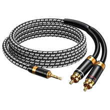 Load image into Gallery viewer, Wekuant Audiophile RCA Cable, [2M/6.5Feet, Silvered-Plated Copper core] 3.5mm Male to 2RCA Male Stereo Audio Adapter Cable with Outer diameters 6.5mm for Smartphones, Tablets, Speakers, HDTV, Black_1

