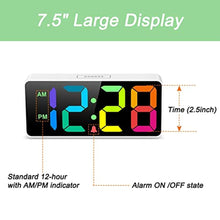 Load image into Gallery viewer, Welgo 7.5 Inches Large Dimmable Digital Alarm Clock for Seniors &amp; Kids, WhitecolorfulDigit_8519
