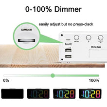 Load image into Gallery viewer, Welgo 7.5 Inches Large Dimmable Digital Alarm Clock for Seniors &amp; Kids, WhitecolorfulDigit_8520
