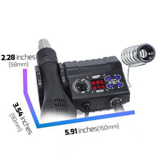Load image into Gallery viewer, WEP 882D Soldering Iron Station 2-IN-1 SMD Hot Air Rework Station with 2 Spools of Solder Wire, 5 Soldering Tips, 3 Hot Air Nozzles, Brass Wool Tip Cleaner, Tweezers, Desoldering pump_841
