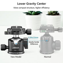 Load image into Gallery viewer, WEYLLAN Low Profile Ball Head - 36mm Metal Panoramic Camera Mount With Arca 1/4'' Quick Release Plate for Tripod Monopod - Max Load 33lbs/15kg, Black_4720
