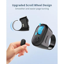 Load image into Gallery viewer, WEZAT TikTok Scrolling Ring with Phone Stand - Bluetooth Page Turner &amp; Camera Shutter Remote for iPhone iPad and Android Phones &amp; Tablets - Black_3595
