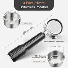 Load image into Gallery viewer, WhaleSiper 51mm Bottomless Portafilter Compatible with CASABREWS CM5418, 3700Essential, 3700Gense Espresso Machines, 3-Ears, Black_935
